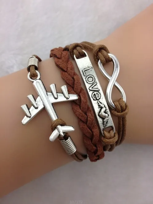 1 шт браслет с самолетом Бесконечность браслет-персонализированный-коса кожа и