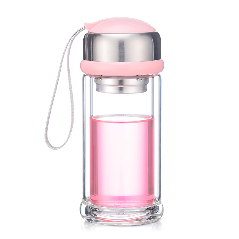 Стеклянная бутылка для воды My Water Bottle ситечко заваривания чая с двойными стенками