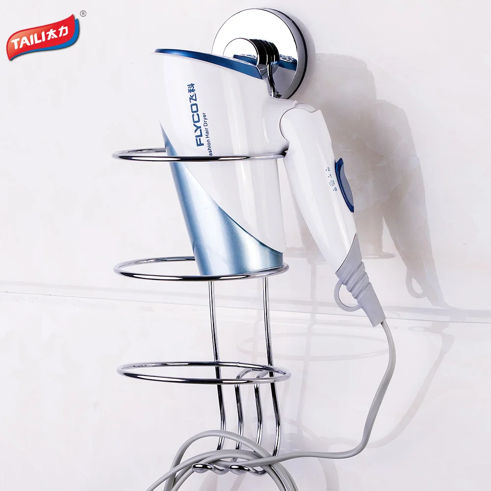 Хромированная стойка для фена без сверления сильный всасывающий крючок|dryer rack|hair