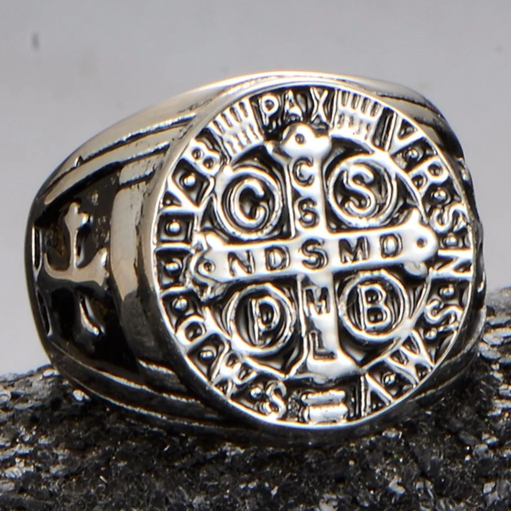 St Benedict Exorcism Cross Ring Demon Protection Ghost Hunter Байкерская Коктейльная Вечеринка из