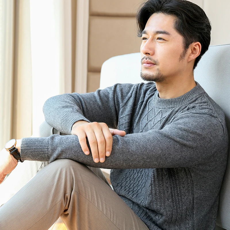 Smpevrg autumn winter cashmere sweater men pullover O neck long sleeve thick man`s knitted casual jumpers warm knit tops|Джемперы| |