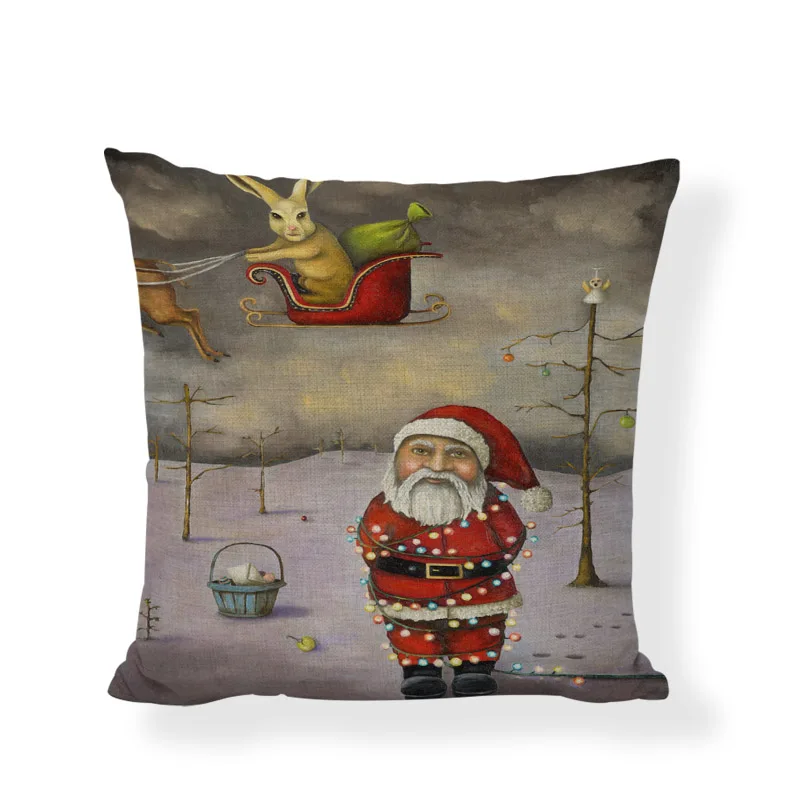 Wholesale Animal Oil Painting Cushion Cover French Bulldog Pug 17*17In Goat Juice Hat Rabbit Pillowcase Decor Home Office Couch | Дом и сад