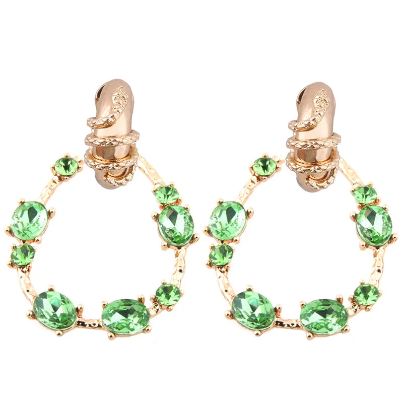 Glass green NeeFu WoFu камень серьги-капли серьги цинковый сплав бренд горный хрусталь большая серьга большой Brinco ухо рождественские аксессуары Oorbellen - Окраска металла: Glass green