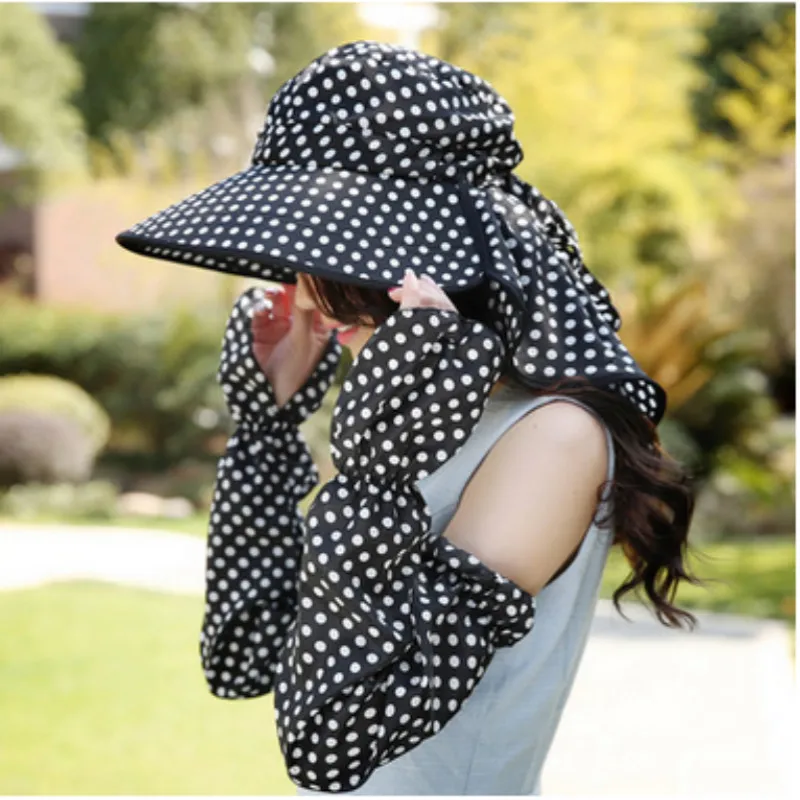 Женская летняя Солнцезащитная шляпа с принтом в горошек солнцезащитный козырек