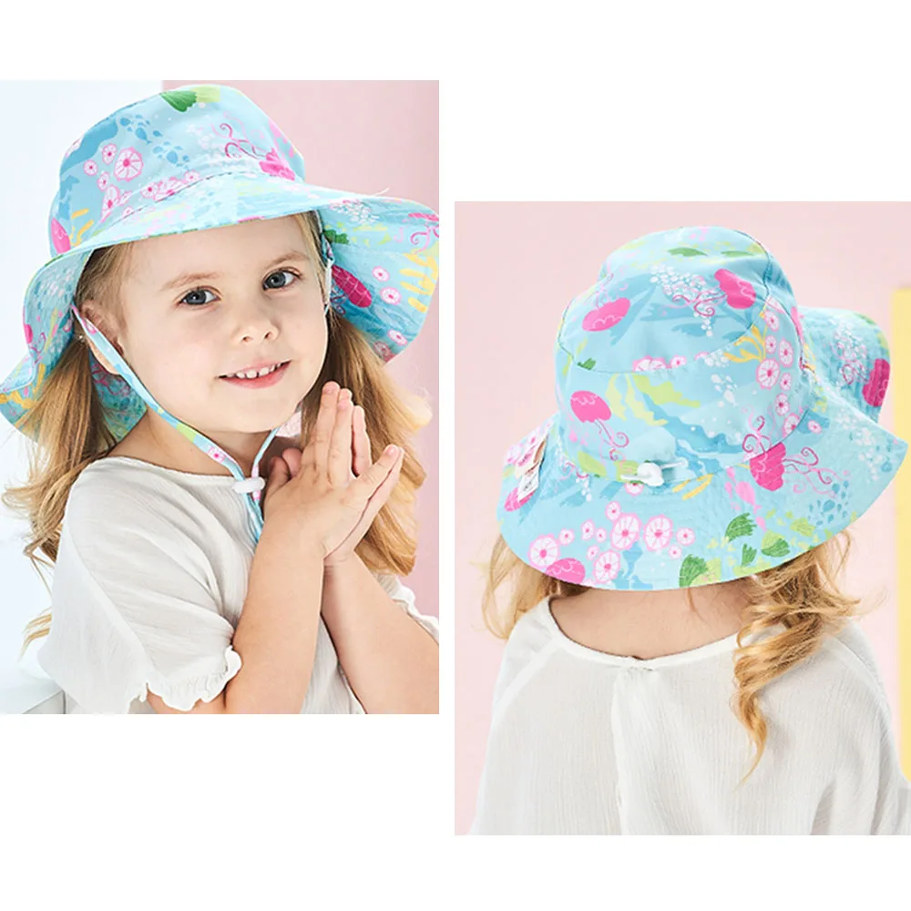 Jellyfish Baby Girl Sun Hats Wide Brim Toddler Infant UV Protection Caps Adjustable Size Boy Basin Hat Summer Breathable Stay On | Детская