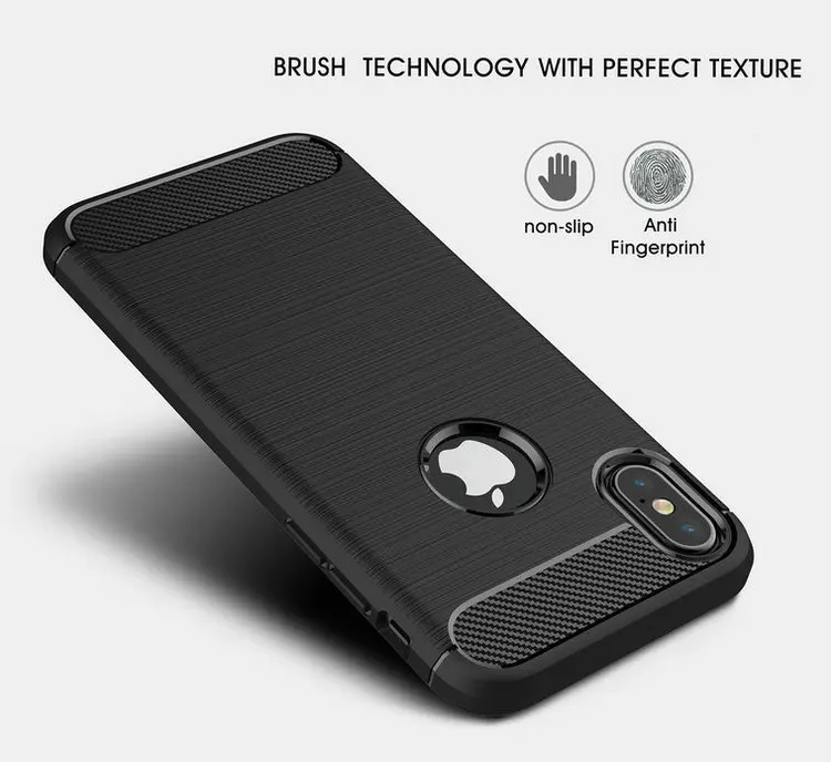 Tikigogo Case For iPhone X High Grade Carbon Fiber Brushed Soft Silicone TPU case for iphone back cover |