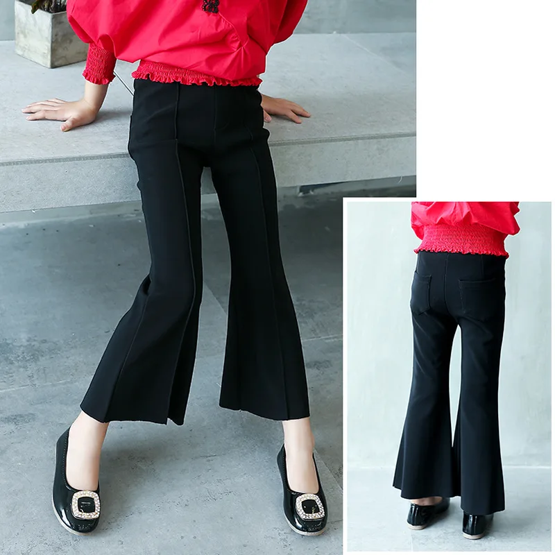 2018 весенне-осенние новые стильные модные брюки-клеш для девочек детские