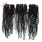 Модные красивые человеческие волосы бразильский кудрявый застежка 4x4 дюйма Кружевной ручной вязки СреднийСвободныйтри части не Реми бесплатная доставка