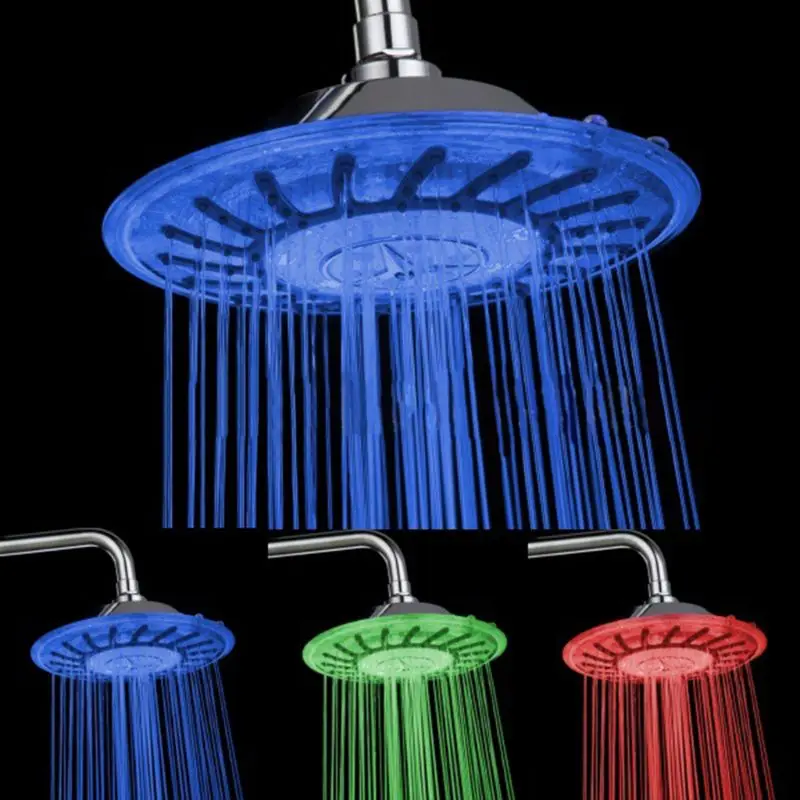 

8" Bathroom 7 Colors Automatic LED Light Changing Round Top Shower Head Bath Rainfall l29k