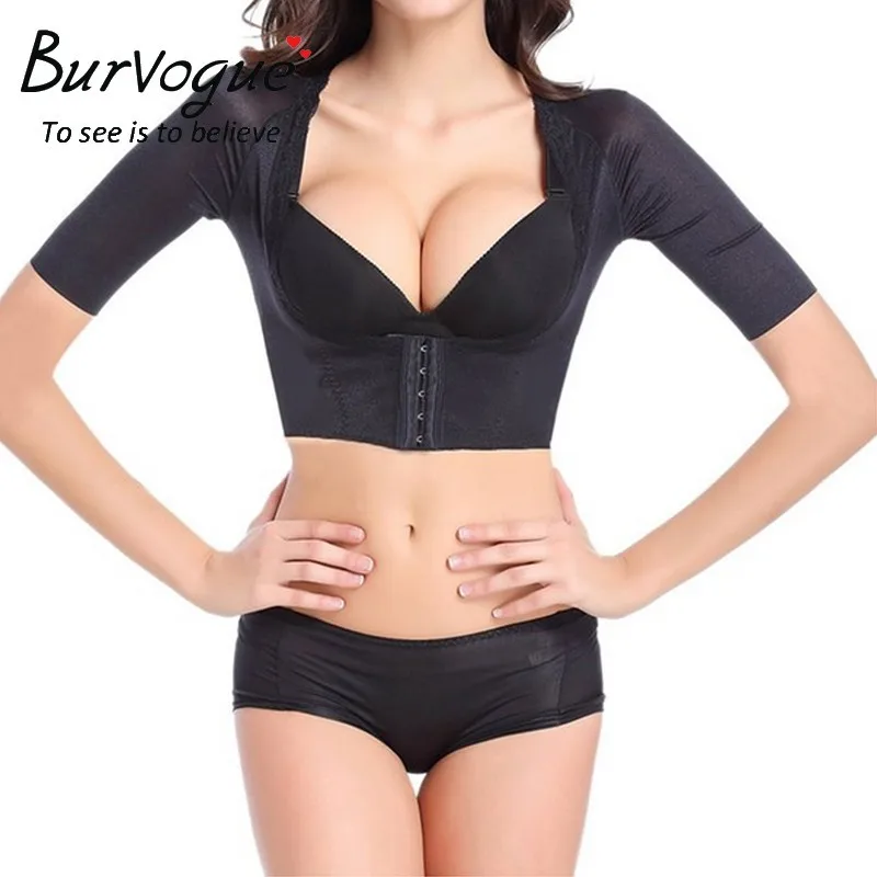 Burvogue Shaper, пуш-ап, короткий рукав, сексуальные укороченные топы, Корректирующее белье для похудения, с контролем руки, цельное, Корректирующее белье, модное женское корректирующее белье