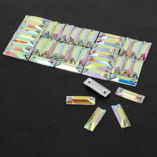 

6*18mm 8.5*26mm rectangle crystal AB color Flat Back Sew On Resin stones