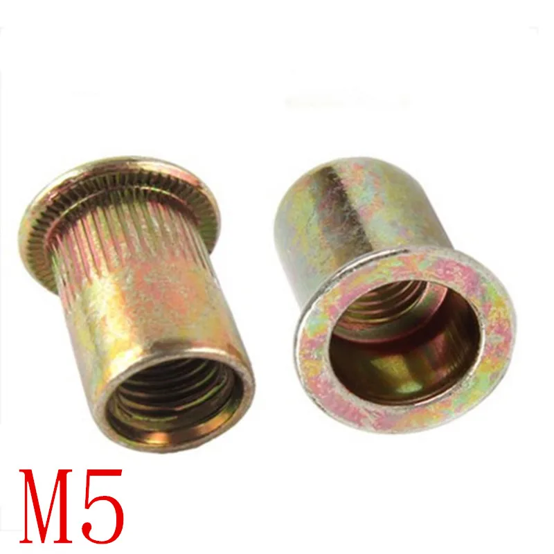 

500PCS carbon steel Rivet Nuts M5 Flat Head Rivet Nuts Set Nuts Insert Reveting nut