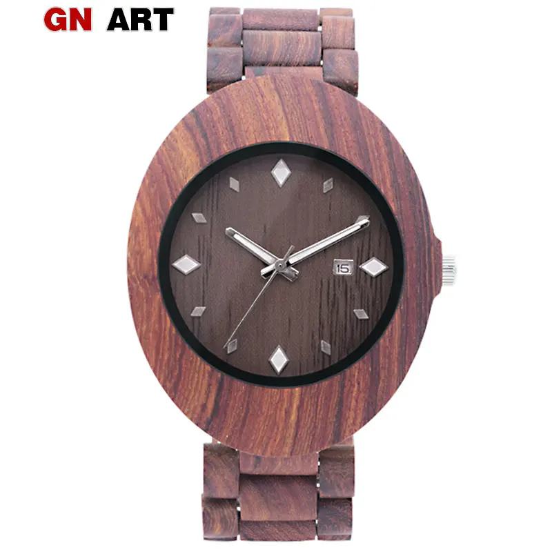 

ELMERA relogios masculino wooden watch male cheap watches large mens gifts wood watches men luxury custom wristwatch red