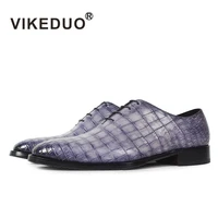 vikeduo handmade party wedding alligator skin crocodile shoe luxury male dress genuine leather mens oxford shoes mans footwear