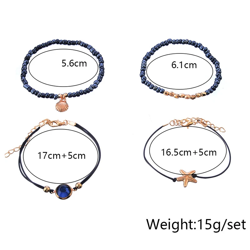 Женский набор из 4 браслетов в стиле бохо простые женские браслеты с подвесками и