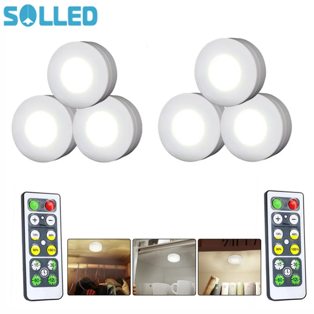 

6pcs/set LED Stylish Closet Light with Remote Control Pat Light Night Light Under Cabinet Lighting Lamp