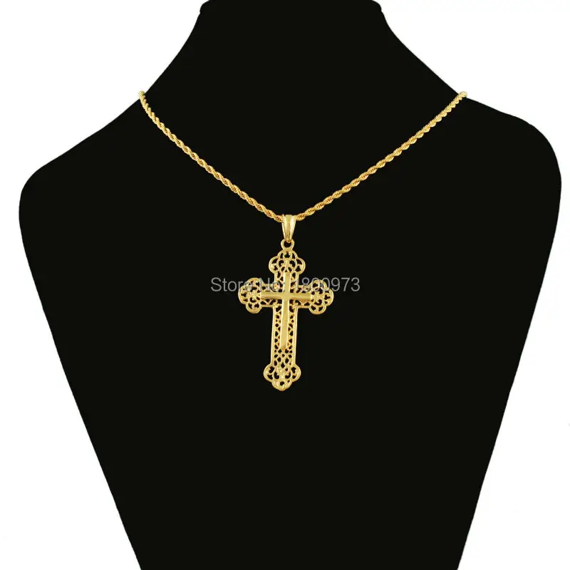 Золотой крест кулон для мужчин и женщин золотой цвет ожерелье африканские
