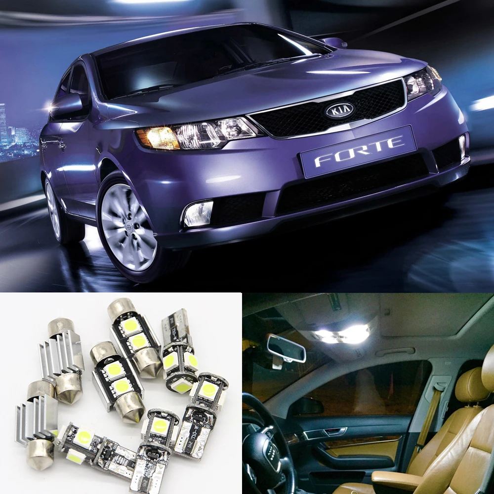 Комплект светодиодных лампочек для салона автомобиля 8 шт. 2009 2016 Kia Forte купольная