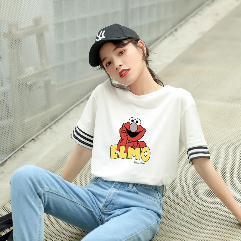 Новинка хлопковая Футболка Harajuku Kawaii Милые Забавные топы с принтом в виде героев