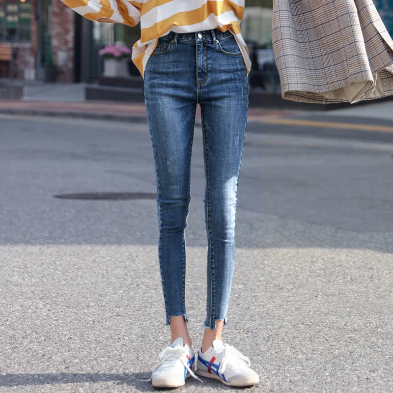 

women summer jeans Summer 2019 style plus-size leisure jeans Tight straight Full length Thin section Show thin Pencil pants