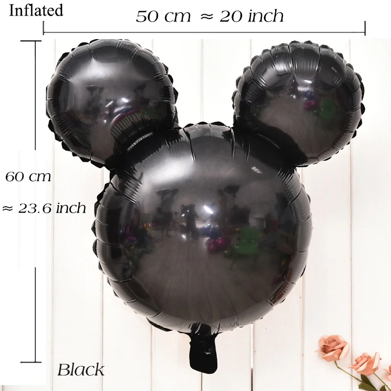 Black 34 ''большие в форме головы Микки Фольга надувные шары Mickey Мышь на день рождения надувные шарики Baby Shower День рождения украшения для детей - Цвет: Black