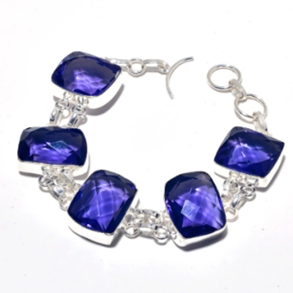 

Amethysts Bracelet Silver Overlay over Copper, 20.7 cm , B3746