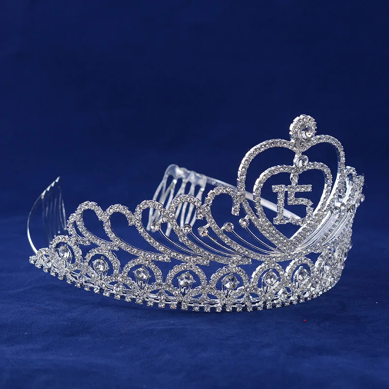 Quinceanera 15 Fifthteen день рождения Rhiestone тиара Корона с расчески для волос | Украшения и