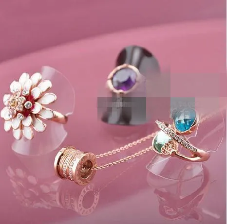 

Wholesale 100 Clear Black Ring display sheelt Ring Riser Disc Ring Display Holder Ring Show Stand