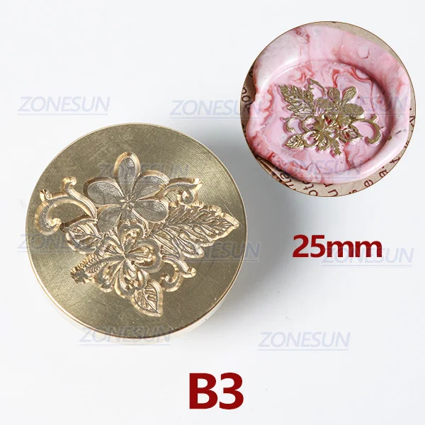 B3 ZONESUN восковая печать штамп растительное уплотнение воск штамп латунные головки с деревянной ручкой винтажный воск, оформленный в стиле ретро штамп для приглашений - Цвет: B3