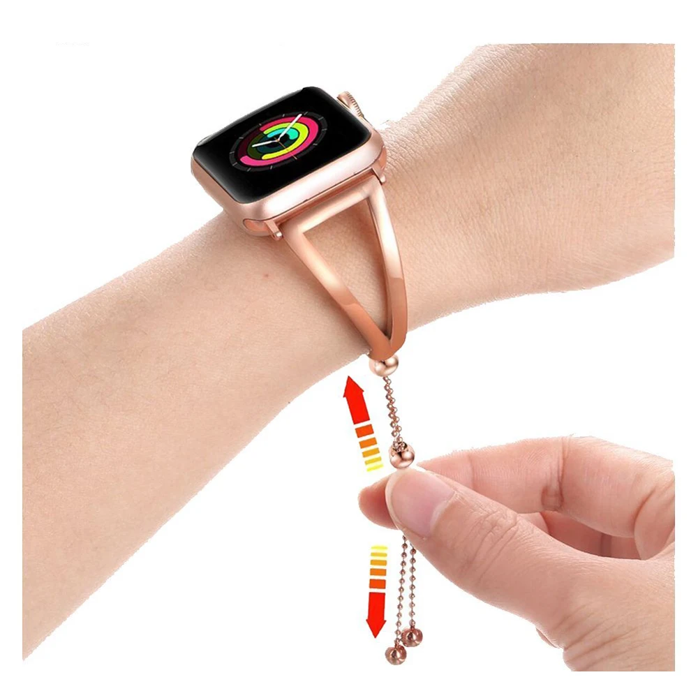 Женский ремешок для Apple watch band 38 мм/42 мм iWatch 40 мм/44 316L Нержавеющая сталь часов