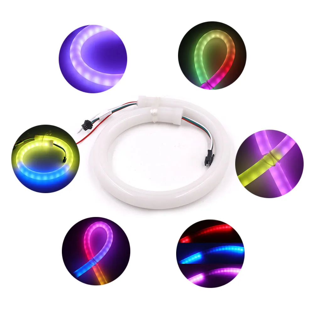0,5 м 1 м 2 м Светодиодная лента DC5V SK6812 RGB Полноцветный пиксельный светильник 60 светодиодный s/M 5050 круглый неоновый светильник гибкий с RF WS2812B контроллер