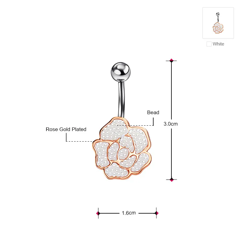 Neoglory розовое золото цвет цветок Дизайнер пупка пряжки кольцо тела модные летние