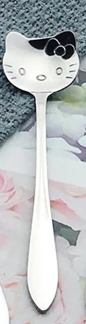 2PCSKITTYSPOON 304 нержавеющая сталь Кошка Китти кофейная ложка золото маленький мультфильм набор чайных ложек для чая вечерние столовые приборы кухонные аксессуары - Цвет: 2PCSKITTYSPOON
