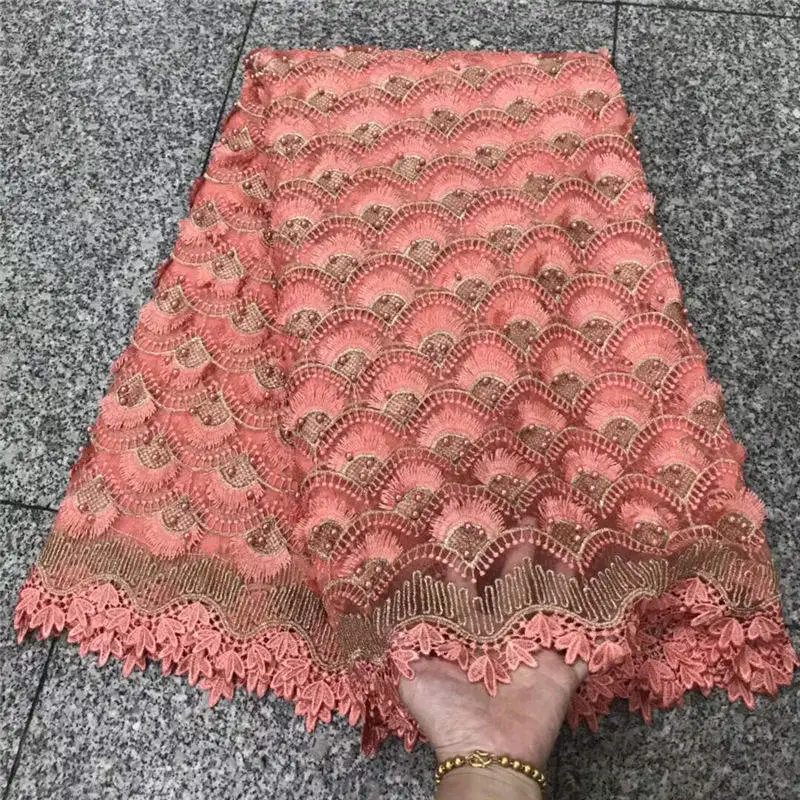 Blue Color African Beaded Lace Fabric 2018 Top Quality Material French Nigerian Tulle Mesh Fabrics 30 | Дом и сад