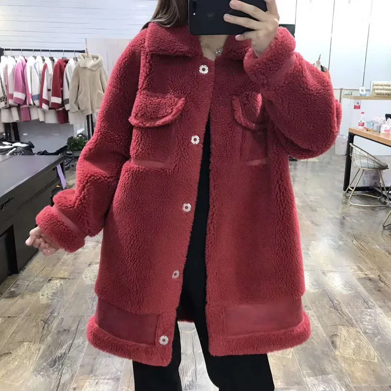 Высокое качество abrigos mujer 70% куртка из натурального шерстяного меха искусственная кожа Праздничная женская одежда зимняя парка овечий мех длинная корейский стиль