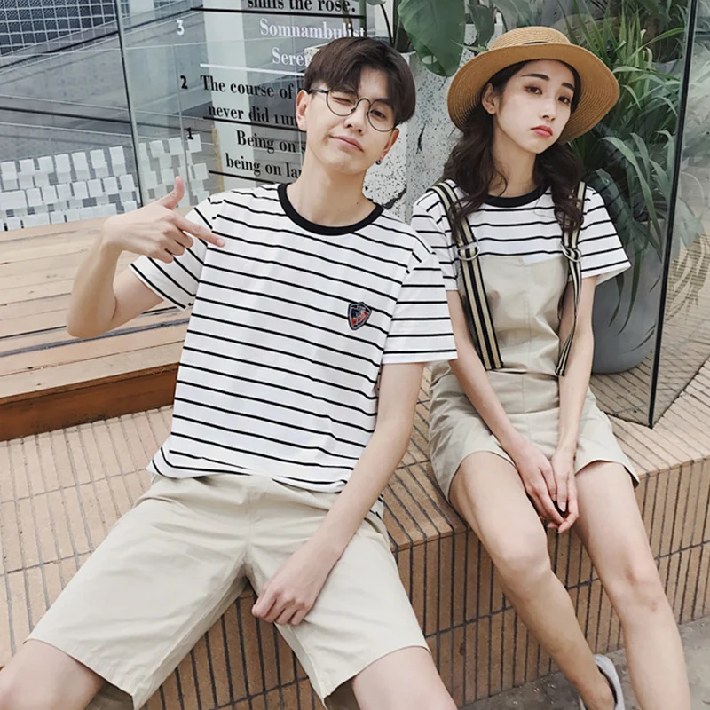 2019 Matching Couple Clothes Women T-Shirts Dress Summer Valentine's Day Lovers Honeymoon Wear Men Cotton Strap | Женская одежда