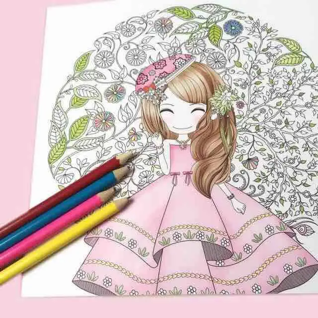 Книга раскраска для девочек 100 страниц секретная садовая книга снятия стресса и