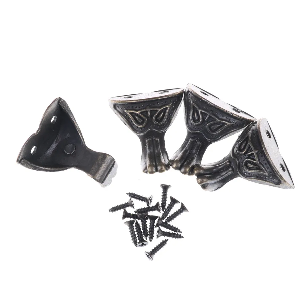 

4Pcs/Pack Antique Jewelry Wood Box Feet Decorative Corners with screws Brass Leg Corner Protector For Home Decorations