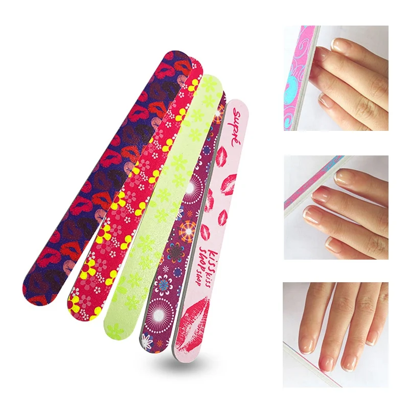 5 шт./Лот разноцветная шлифовальная пилка для ногтей двусторонняя дизайна