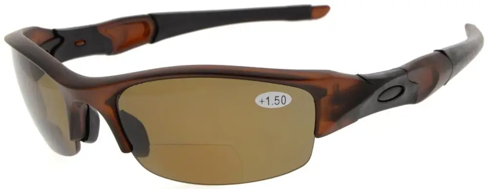 TH6166PGSG Eyekepper TR90 небьющиеся спортивные поликарбонатные полудрагоценные поляризационные бифокальные Солнцезащитные очки для чтения - Цвет оправы: Brown Frame