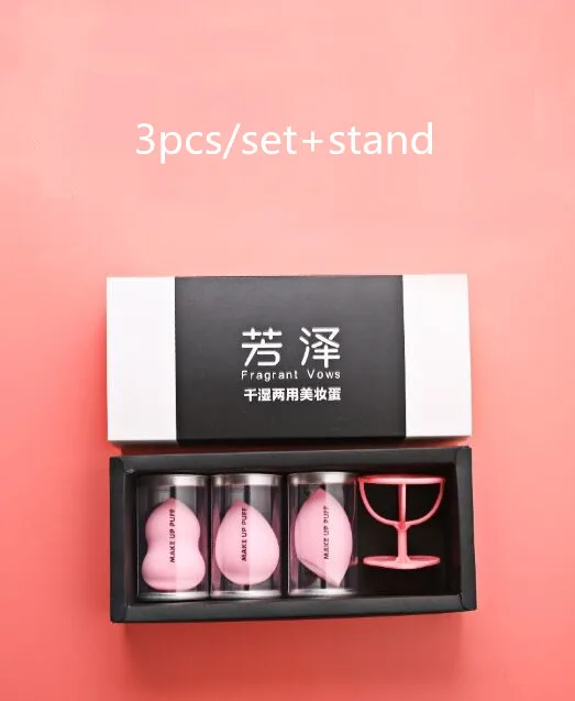 3 шт./корт. + подставка в форме капли воды косметическая губка для лица