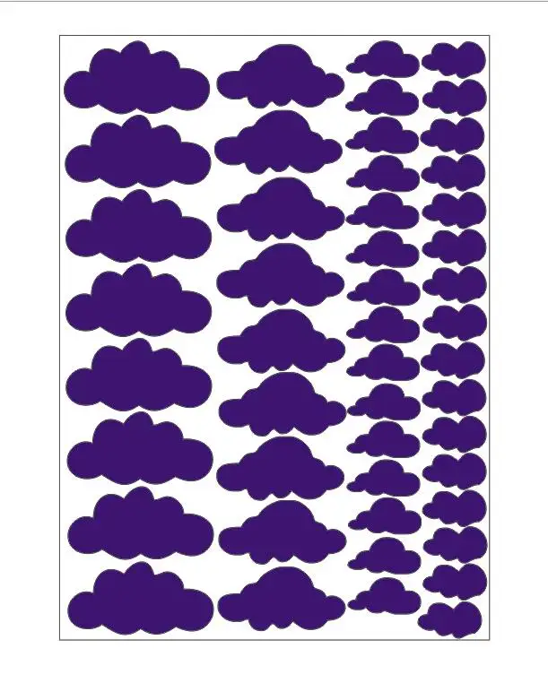 Purple 48 шт. Мультяшные милые облака наклейки на стену для детей детские комнаты подарки для мальчиков и девочек художественная роспись украшения для шкафа виниловые наклейки на стены - Цвет: Purple
