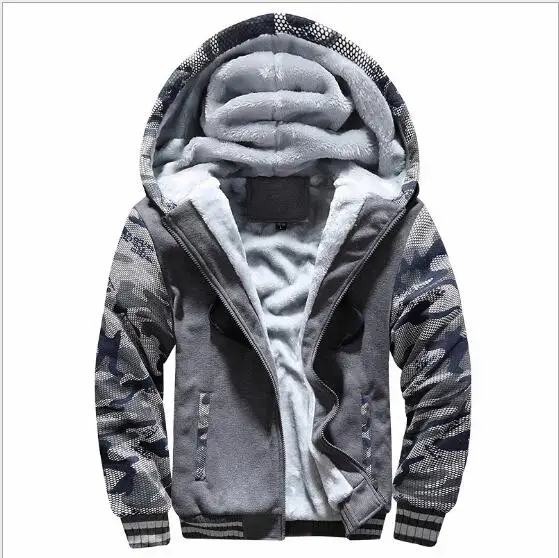 DEEP GRAY 2 Спортивный костюм для мужчин, Спортивная флисовая Толстая мужская куртка с капюшоном+ штаны, теплая зимняя толстовка с мехом внутри, мужской комплект одежды размера плюс M-4XL - Цвет: DEEP GRAY 2