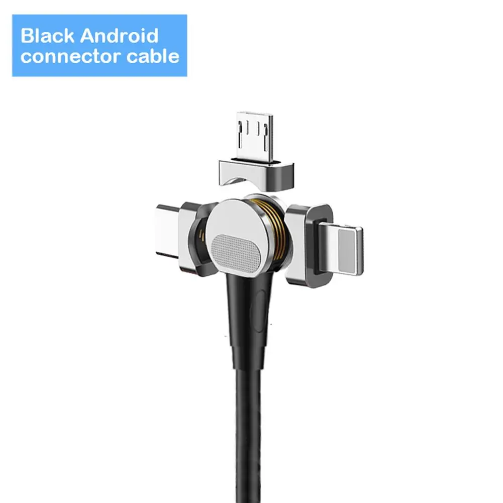 Black for micro Магнитный кабель Micro usb type C для IPhone кабель 180 градусов локоть 1 м 2.4A провод для быстрого заряда Магнитный кабель для зарядки телефона - Цвет: Black for micro