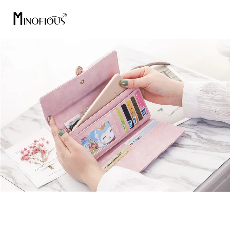MINOFIOUS/женский мобильный кошелек из искусственной кожи матовые кожаные