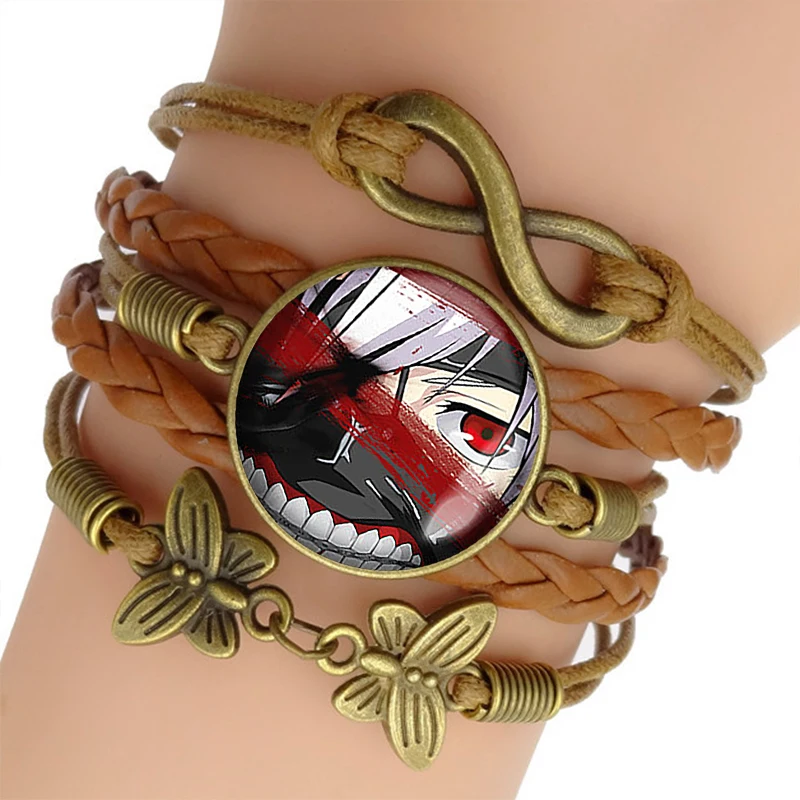 Одежда с надписью «Tokyo Ghoul браслет Горячее предложение, аниме, косплей коричневый многослойная Кожаные браслеты Модные украшения для Для женщин, подарки на день Святого Валентина