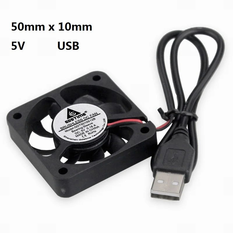 10 шт. Gdstime 5 В USB 50x50x10 мм бесщеточный кулер для охлаждения процессора постоянного