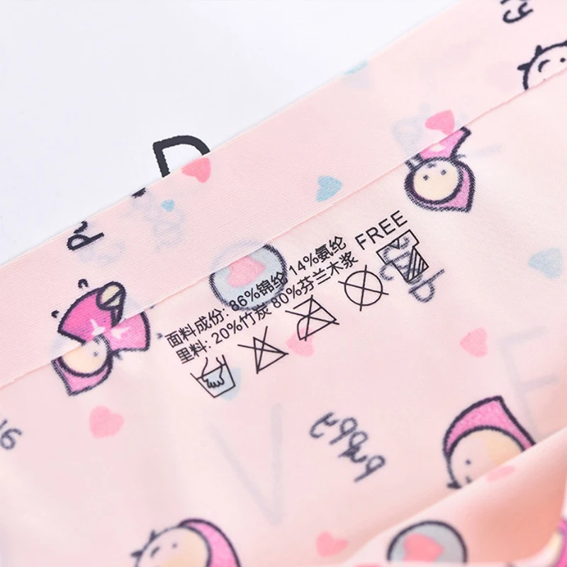 Top Quality Sexy finnish pulp Women's Panties Fashion Cute Printing Ice Silk Seamless panty Triangle Female Briefs A812 F | Женская