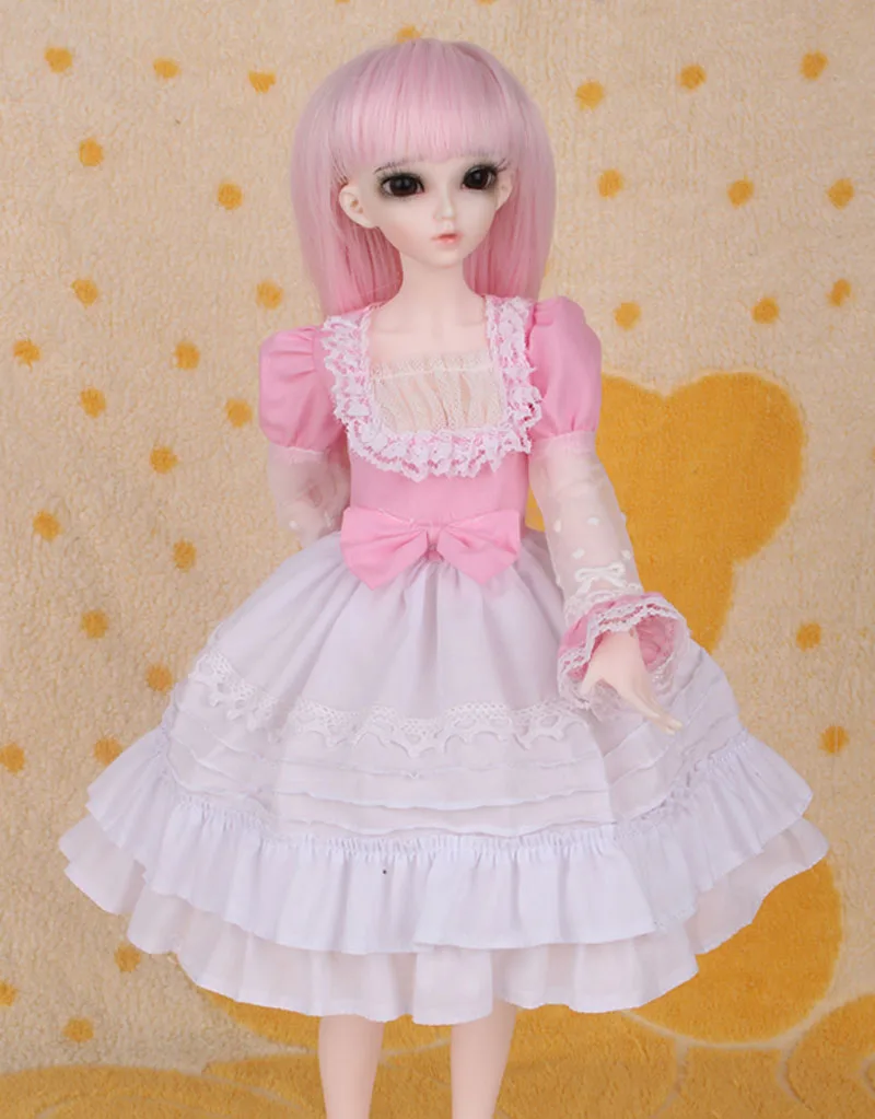1/3 1/4 1/6 BJD SD Кукольное платье одежда модный стиль розовый с белым для игрушечного