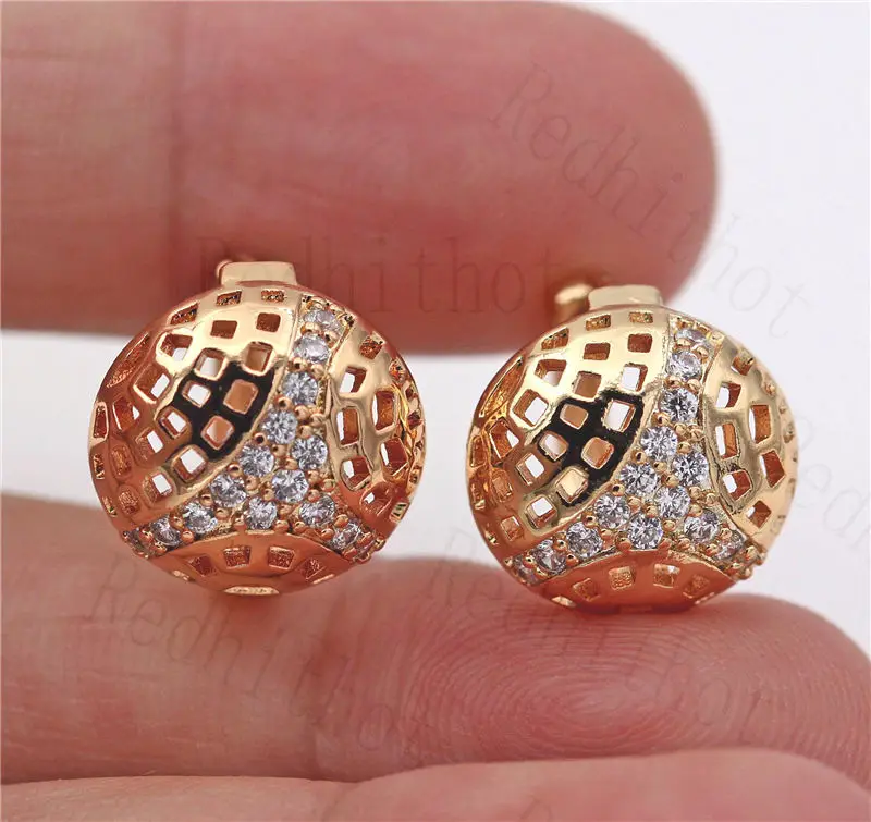 Новые винтажные серьги для женщин, наполненные золотом полукруглые полые серьги-кольца с кубическим цирконием, круглые ретро серьги, свадебные ювелирные изделия